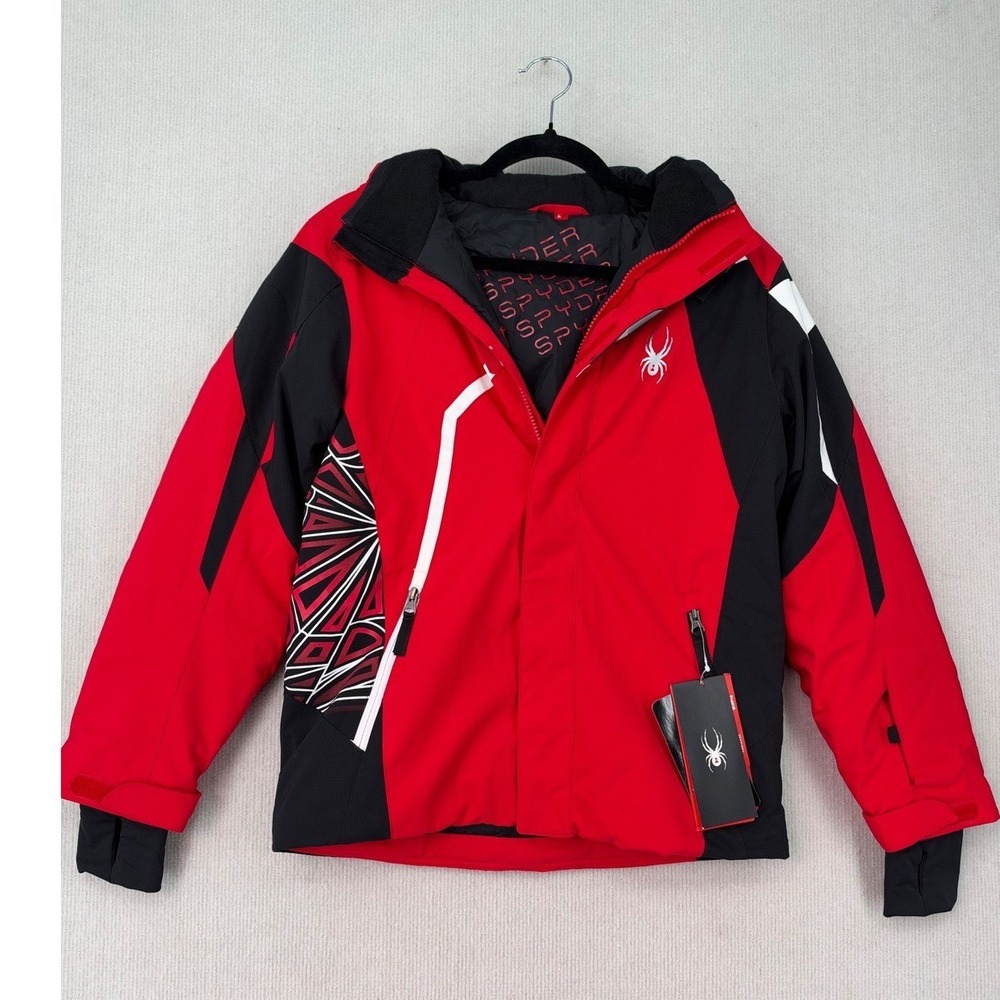 Spyder Kids Ski Jacket Size 14 NWT Red Black ProWeb Insulated Snowboard Coat